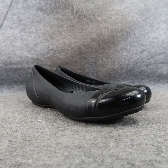 Crocs Shoes Womens 6 Ballet Flat Slip On Classic Cap Toe Fashion Comfort Black - Picture 1 of 13
